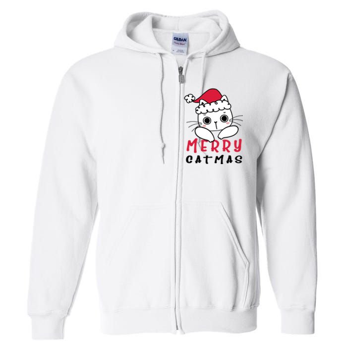 Merry Catrmas Cute Christmas Santa Kitty Xmas Full Zip Hoodie