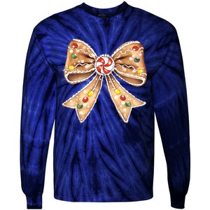 Merry Christmas Coquette Bow Xmas Candy Girl Gift Tie-Dye Long Sleeve Shirt