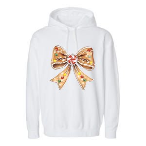 Merry Christmas Coquette Bow Xmas Candy Girl Gift Garment-Dyed Fleece Hoodie