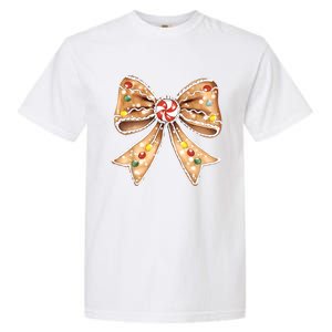 Merry Christmas Coquette Bow Xmas Candy Girl Gift Garment-Dyed Heavyweight T-Shirt