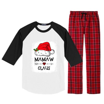 Mamaw Claus Christmas Light Pajama Family Matching Xmas Gift Raglan Sleeve Pajama Set