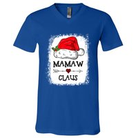 Mamaw Claus Christmas Light Pajama Family Matching Xmas Gift V-Neck T-Shirt