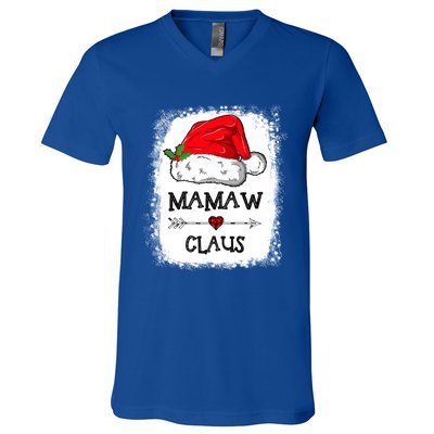 Mamaw Claus Christmas Light Pajama Family Matching Xmas Gift V-Neck T-Shirt