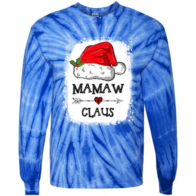 Mamaw Claus Christmas Light Pajama Family Matching Xmas Gift Tie-Dye Long Sleeve Shirt