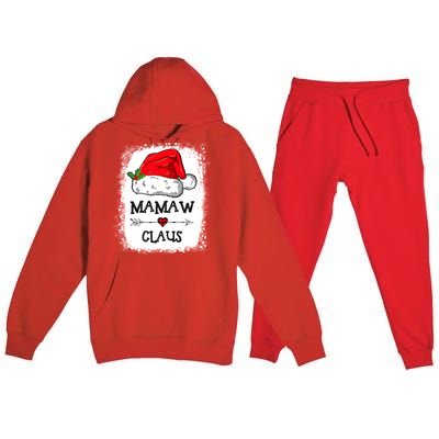 Mamaw Claus Christmas Light Pajama Family Matching Xmas Gift Premium Hooded Sweatsuit Set