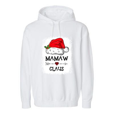 Mamaw Claus Christmas Light Pajama Family Matching Xmas Gift Garment-Dyed Fleece Hoodie