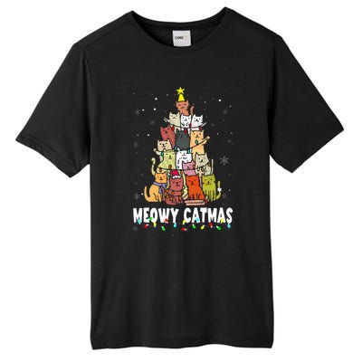 Meowy Catmas Cat Christmas Tree Xmas Funny Santa  Tall Fusion ChromaSoft Performance T-Shirt