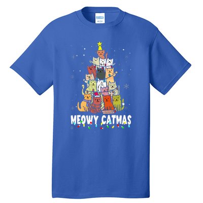 Meowy Catmas Cat Christmas Tree Xmas Funny Santa  Tall T-Shirt