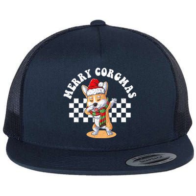 Merry Corgmas Christmas Dabbing Corgi Dog Mom Xmas Gift Flat Bill Trucker Hat