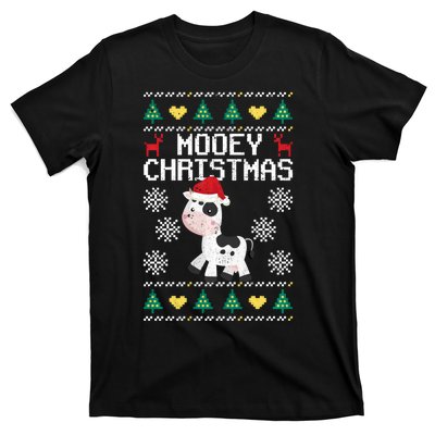 Mooey Christmas Cow Santa Claus Hat Xmas Farmer Animal T-Shirt