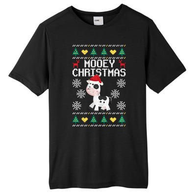 Mooey Christmas Cow Santa Claus Hat Xmas Farmer Animal Tall Fusion ChromaSoft Performance T-Shirt