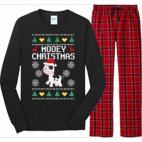 Mooey Christmas Cow Santa Claus Hat Xmas Farmer Animal Long Sleeve Pajama Set