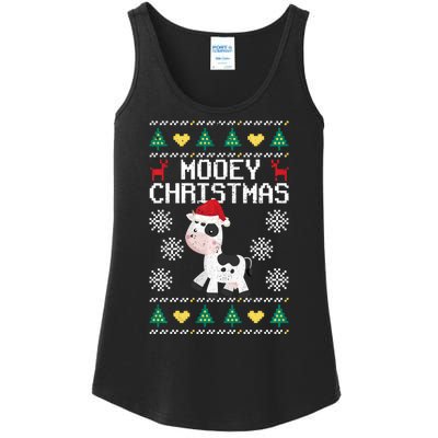 Mooey Christmas Cow Santa Claus Hat Xmas Farmer Animal Ladies Essential Tank