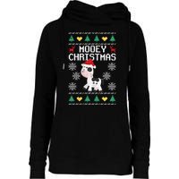 Mooey Christmas Cow Santa Claus Hat Xmas Farmer Animal Womens Funnel Neck Pullover Hood