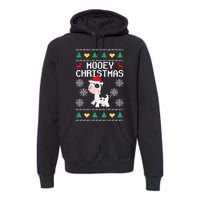 Mooey Christmas Cow Santa Claus Hat Xmas Farmer Animal Premium Hoodie