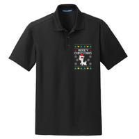 Mooey Christmas Cow Santa Claus Hat Xmas Farmer Animal Dry Zone Grid Polo