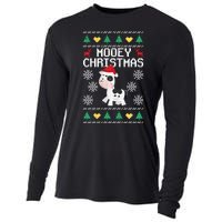 Mooey Christmas Cow Santa Claus Hat Xmas Farmer Animal Cooling Performance Long Sleeve Crew