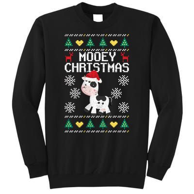 Mooey Christmas Cow Santa Claus Hat Xmas Farmer Animal Tall Sweatshirt