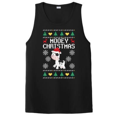 Mooey Christmas Cow Santa Claus Hat Xmas Farmer Animal PosiCharge Competitor Tank