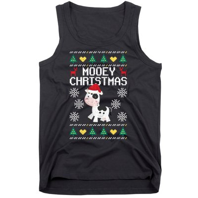 Mooey Christmas Cow Santa Claus Hat Xmas Farmer Animal Tank Top