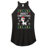 Mooey Christmas Cow Santa Claus Hat Xmas Farmer Animal Women's Perfect Tri Rocker Tank