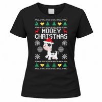 Mooey Christmas Cow Santa Claus Hat Xmas Farmer Animal Women's T-Shirt