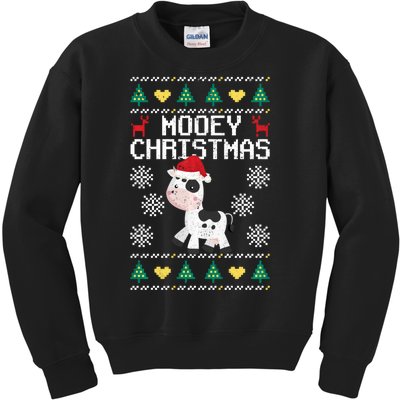 Mooey Christmas Cow Santa Claus Hat Xmas Farmer Animal Kids Sweatshirt