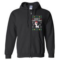 Mooey Christmas Cow Santa Claus Hat Xmas Farmer Animal Full Zip Hoodie