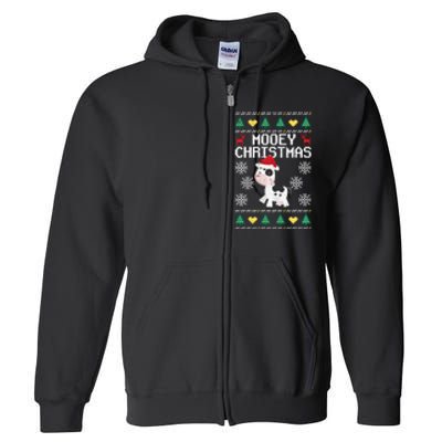 Mooey Christmas Cow Santa Claus Hat Xmas Farmer Animal Full Zip Hoodie