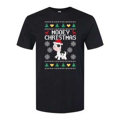 Mooey Christmas Cow Santa Claus Hat Xmas Farmer Animal Softstyle CVC T-Shirt