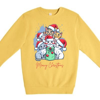 Meowy Christmas Cat Lover Holiday Premium Crewneck Sweatshirt