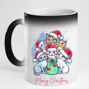 Meowy Christmas Cat Lover Holiday 11oz Black Color Changing Mug