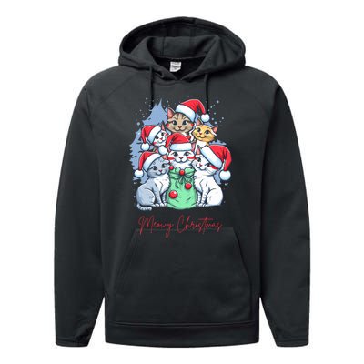 Meowy Christmas Cat Lover Holiday Performance Fleece Hoodie