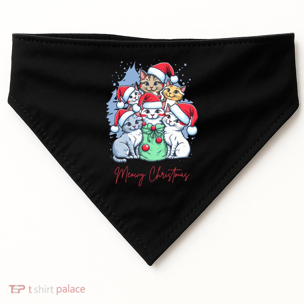 Meowy Christmas Cat Lover Holiday USA-Made Doggie Bandana