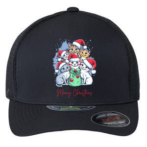 Meowy Christmas Cat Lover Holiday Flexfit Unipanel Trucker Cap