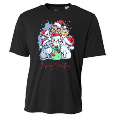 Meowy Christmas Cat Lover Holiday Cooling Performance Crew T-Shirt