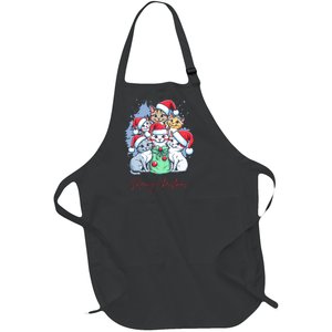 Meowy Christmas Cat Lover Holiday Full-Length Apron With Pockets