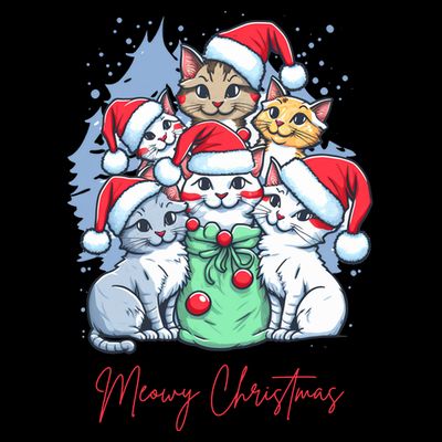 Meowy Christmas Cat Lover Holiday T-Shirt