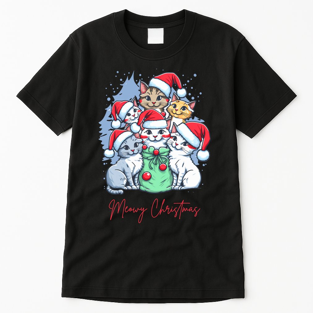 Meowy Christmas Cat Lover Holiday Tall T-Shirt