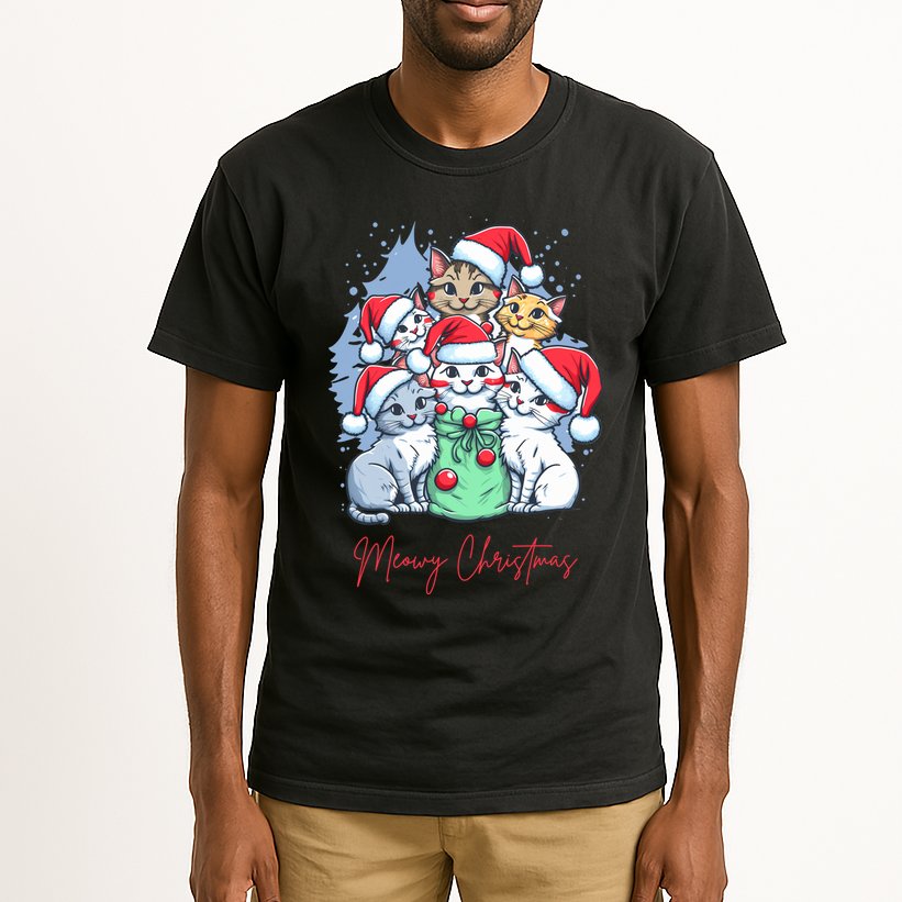 Meowy Christmas Cat Lover Holiday Tall T-Shirt