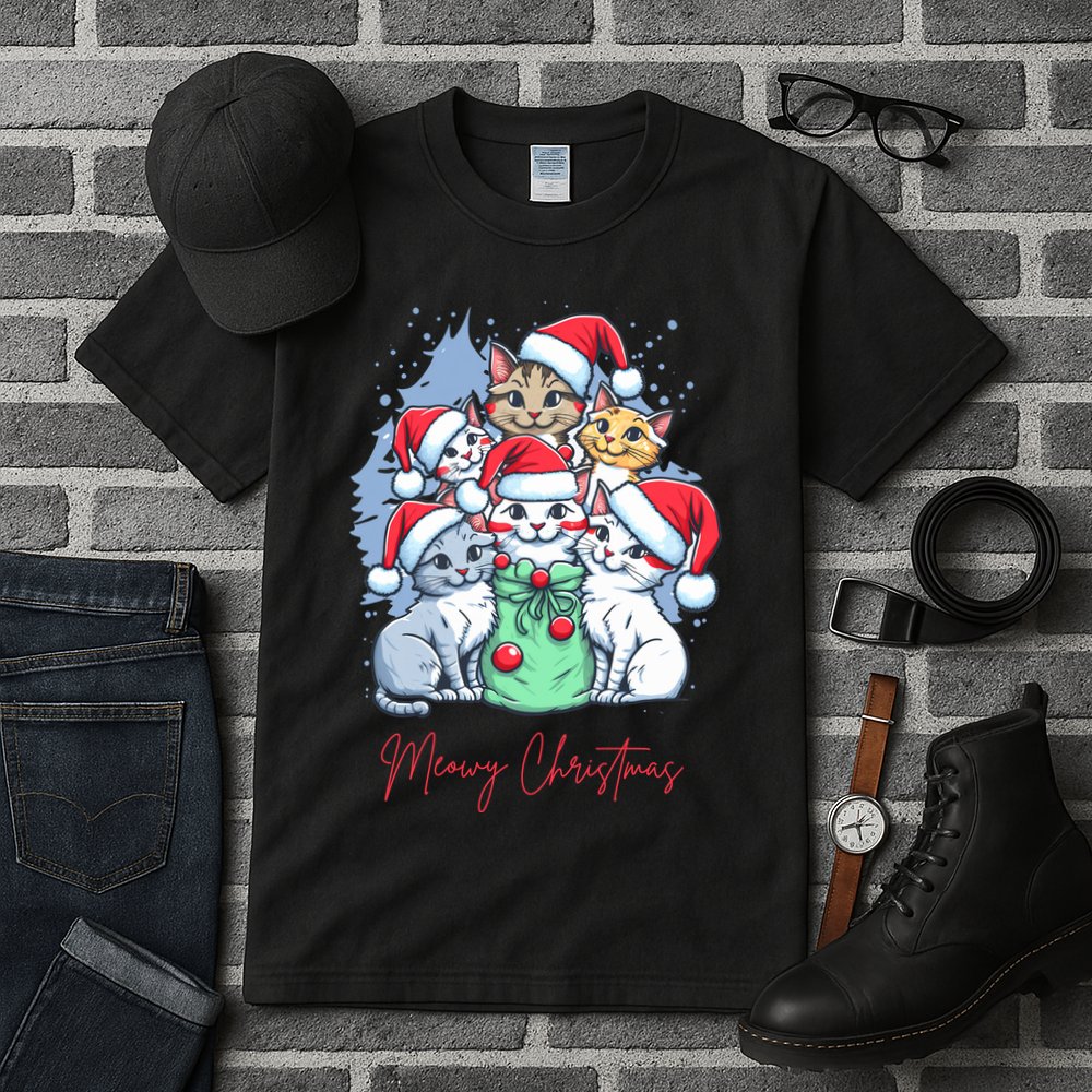 Meowy Christmas Cat Lover Holiday Tall T-Shirt