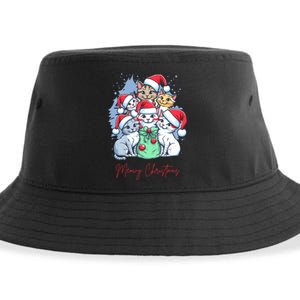 Meowy Christmas Cat Lover Holiday Sustainable Bucket Hat