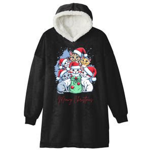 Meowy Christmas Cat Lover Holiday Hooded Wearable Blanket