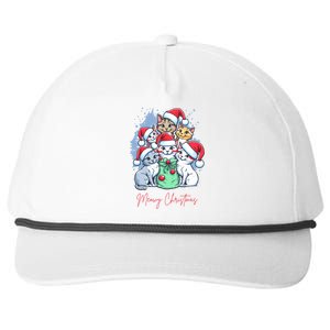 Meowy Christmas Cat Lover Holiday Snapback Five-Panel Rope Hat