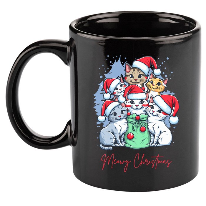 Meowy Christmas Cat Lover Holiday 11oz C Handle Ceramic Mug