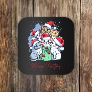 Meowy Christmas Cat Lover Holiday Coaster