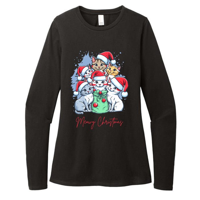 Meowy Christmas Cat Lover Holiday Womens CVC Long Sleeve Shirt