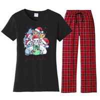 Meowy Christmas Cat Lover Holiday Women's Flannel Pajama Set