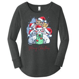 Meowy Christmas Cat Lover Holiday Women's Perfect Tri Tunic Long Sleeve Shirt