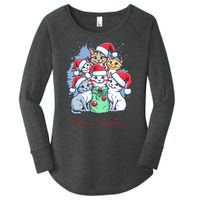 Meowy Christmas Cat Lover Holiday Women's Perfect Tri Tunic Long Sleeve Shirt